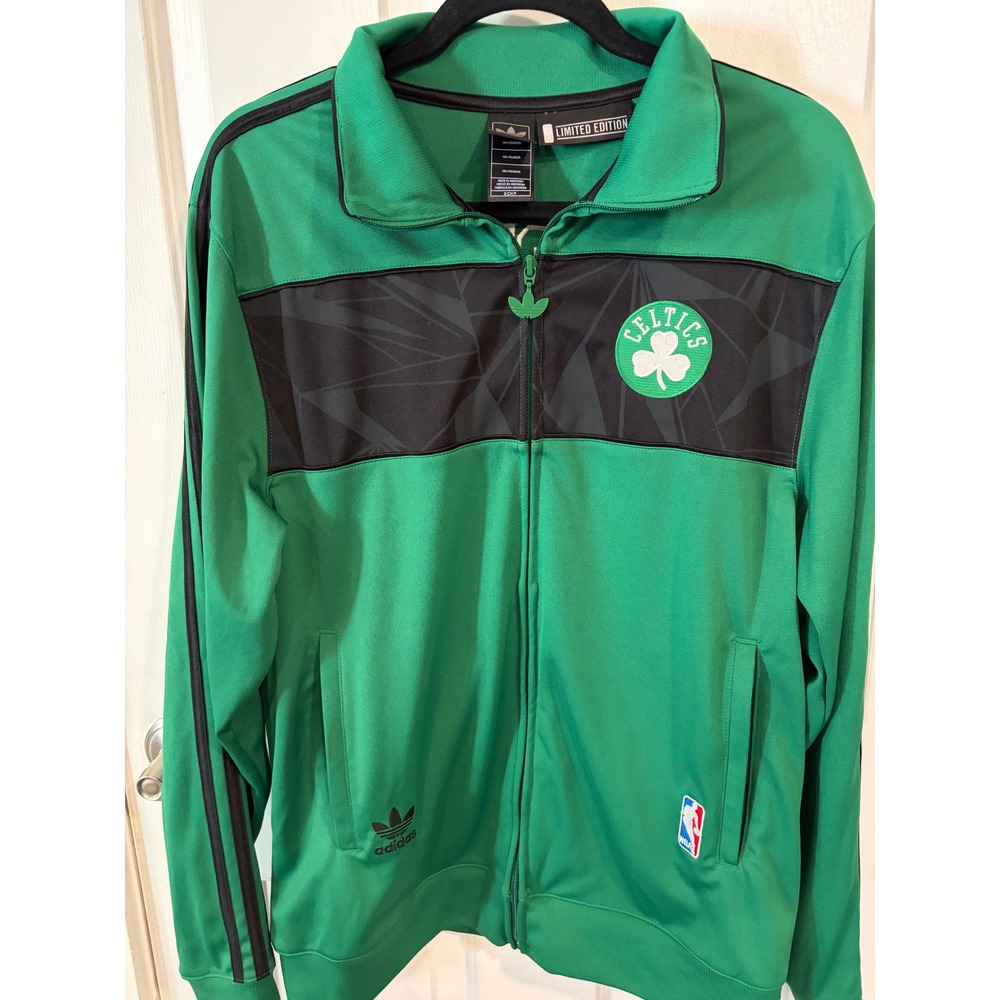 Mens Small Adidas Boston Celtics NBA Limited Edition Green Full Zip Track Jacket